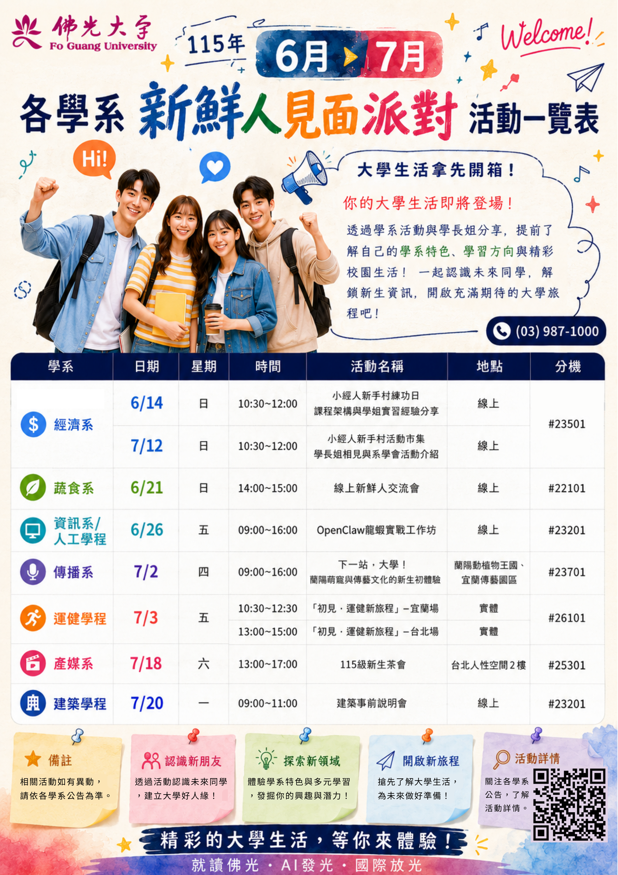 佛光大學新鮮人見面派對_經濟蔬食資工傳播運健產媒建築_0