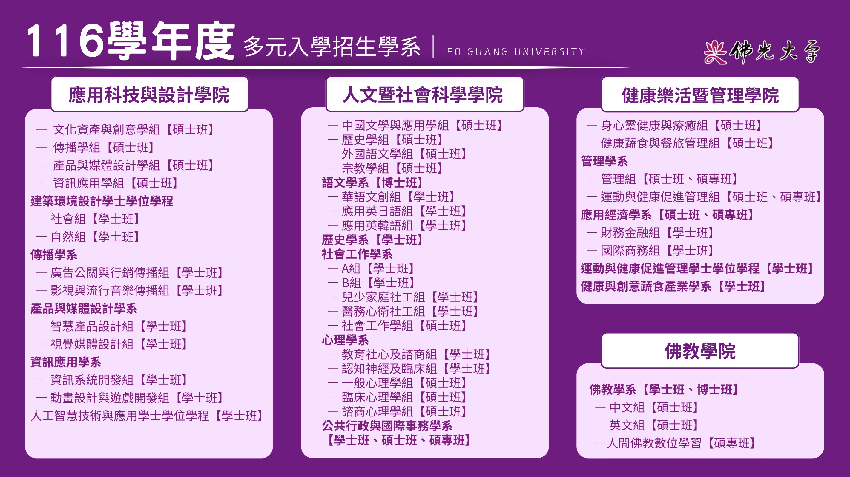116學年度多元入學招生學系